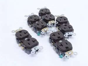 249845 New-No Box; Leviton CR20 Lot-5 Duplex Receptacle 20A; 125VAC; 2P; 3-Wire - Picture 1 of 7