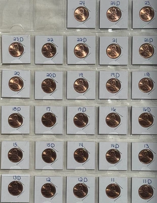 Complete Red choice/gem BU Shield cent set 2011-2024 28 coins! - Image 1 of 2