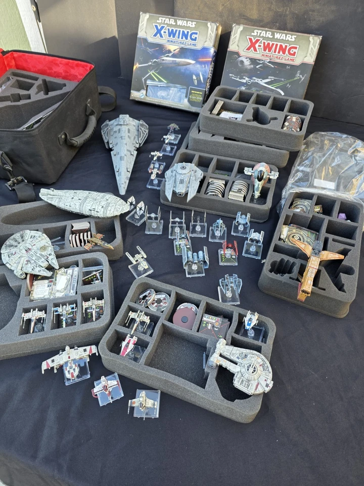 Star Wars X-Wing Miniatures 34 Lot Huge Collection CR90 Raider Slave Falcon TIE - Image 1 of 4
