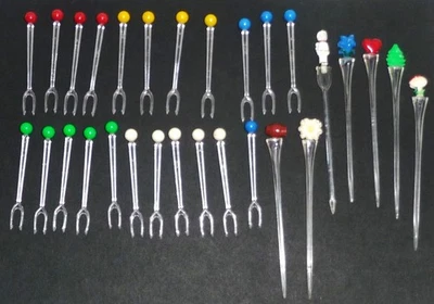 29 Cocktailpicker - 50er/60er Jahre - Kunststoff - verschiedene Design - Bild 1 von 2