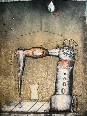 Rainer Hercks Signierte nummerierte Original Radierung - Zicke-Zacke Maschine - Bild 1 von 4