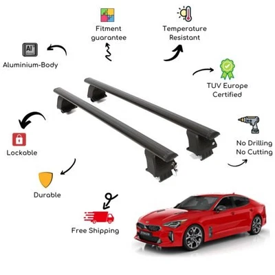 Juego de barras transversales de techo desnudo para KIA Stinger 4 puertas 18-up negro - 2 barras transversales Foto 1 de 4