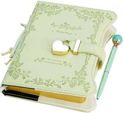 Diary with Lock and Keys 360 Gold Edged Pages B6 Refillable Journal - Image 1 of 4