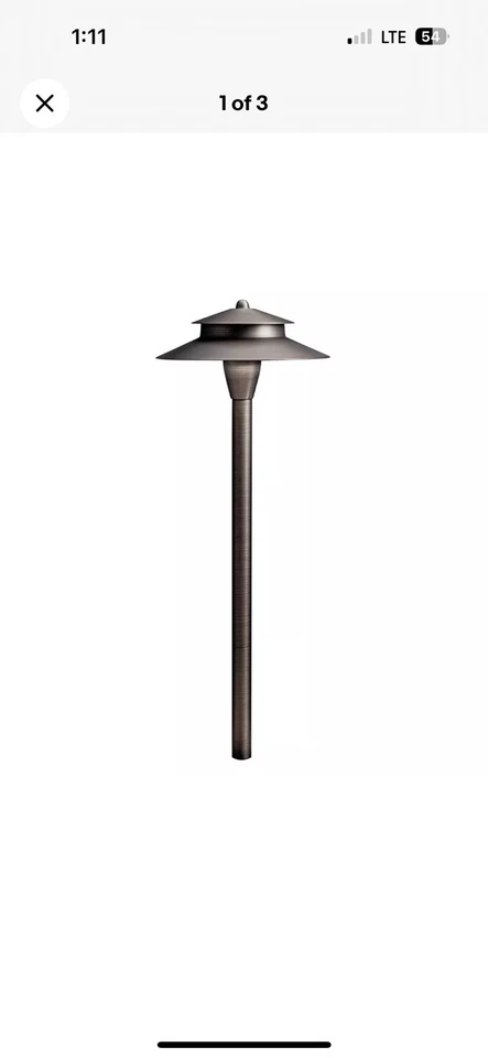 Kichler 8.5 in Missionary Style Path Light -T3 Bulb, LED, 12V Low Voltage - Image 1 of 1