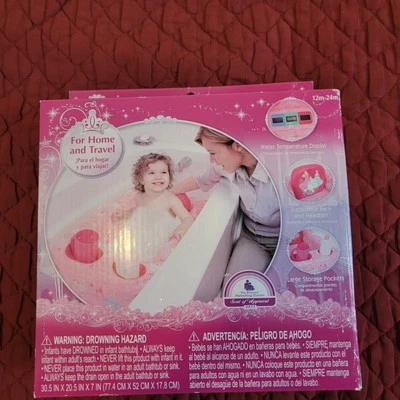 Reposacabezas de bañera de seguridad inflable Disney Princess rosa para el hogar y los viajes Foto 1 de 4