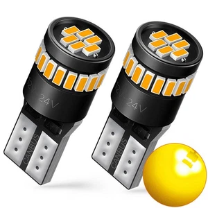 2x T10 LED Wedge Dome Map Plate Light License Bulb 194 2825 912 168 Amber Yellow - Picture 1 of 10