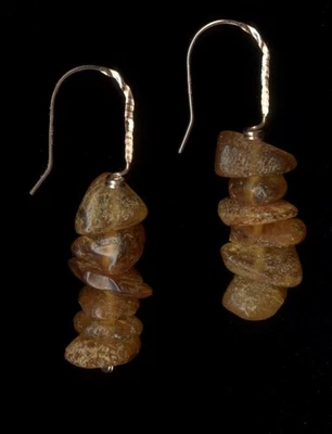 Nuevos Pendientes Gancho 14K 1.72 Gramos 35mm Oro Rosa Sólido Naranja Ámbar Chip WH Foto 1 de 2