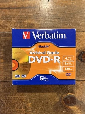 Verbatim DVD -R Archival Grade 8x 4.7 GB 120 Min Ultralife 5 Pack New - Image 1 of 4