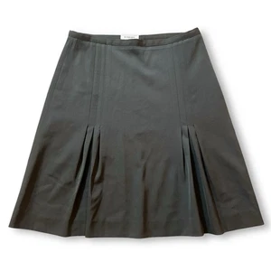 VTG Burberry London Wool Pleated Skirt Olive Green  Sz US 4 - Picture 1 of 9