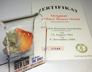 Original Piece of the REAL BERLIN WALL Mounted in Acrylic Display with Certifica - Picture 1 of 12