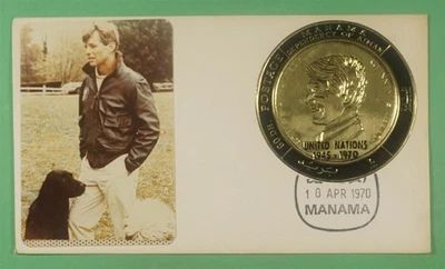DR WHO 1970 AJMAN MANAMA FDC JOHN F KENNEDY JFK COIN TYPE REAL PHOTO GOL R12335 - Image 1 of 2