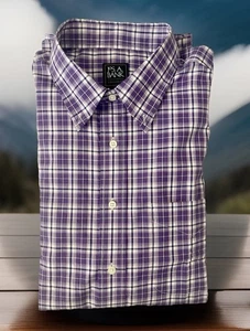 NWT-Jos A Bank Dress Shirt XL Button Down Traditional Fit Purple Plaid Msrp $90 - Picture 1 of 13