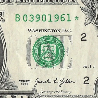 MAR 09 1961 Birthday Date Star Note Fancy Serial Number One Dollar Bill - Image 1 of 4
