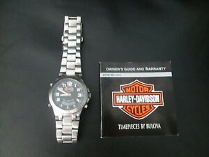 Rare 2005 Harley Davidson Bulova Men's Watch Stainless Steel Case Timepieces By 