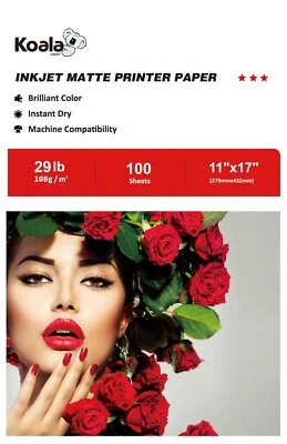 Koala Matte Printer Paper 11X17 Thin Photo Paper for Inkjet + Laser 100 PK 29lb - Image 1 of 4