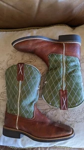Twisted X Square Toe YOUTH Leather Cowboy Boots Size 12.5 - Picture 1 of 10