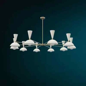 10 Arm Stilnovo Style Modern Ceiling Fixture Sputnik in Brushed Brass - Picture 1 of 10