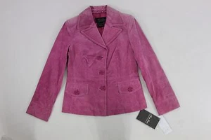 Terry Lewis Damen Größe Petite Small rosa Leder 3 Knöpfe Jacke Mantel gefüttert NEU - Bild 1 von 11
