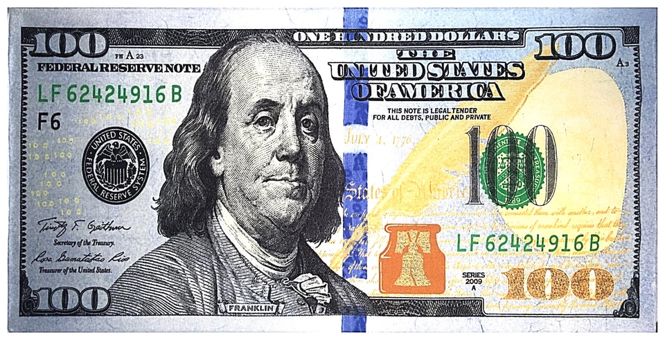 Toalla de playa billete de 100 dólares de 30"x60" Foto 1 de 1