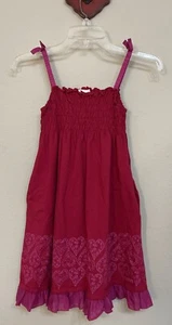 American Girl Size 8 Red & Pink Sleeveless Cotton Ruched Pocketed Dress! A918 - Picture 1 of 5
