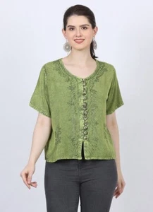 Para mujeres Informal Lavado a Piedra Manga Bordado Botón Camisa Prendas para el torso Venta al por mayor Lote Mixto - Imagen 1 de 9