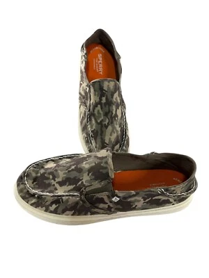 Sperry Top Siders Mujer Talla 7 Verde Camuflaje Lona Mocasín Zapatos de Monopatín Foto 1 de 4