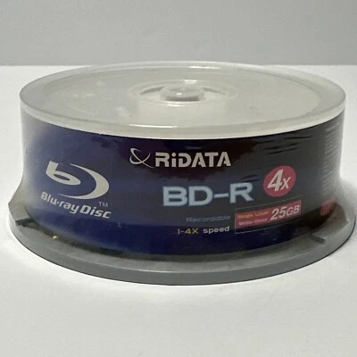 15 Pack Ridata 4X 25GB BD-R Blu-ray Single Layer Recordable Black Media Disc. - Image 1 of 4