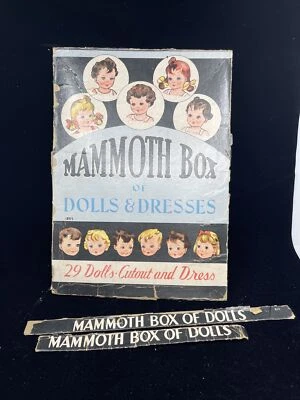 Antigua caja de muñecas y vestidos de papel mamut 1855 juguete efímero vintage sin cortar Foto 1 de 4