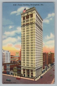 Birmingham Alabama AL Comer Gebäude Autos Flagge Curt Teich Leinen Postkarte 1942 - Bild 1 von 2