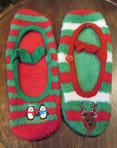 Weihnachten Hausschuhe, Erwachsene Kinder Jungen Mädchen bestickt Santa Rentier 10" x 4" M - Bild 1 von 3