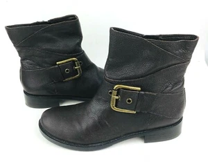 Nine West Stiefelette 5M braun Leder Reißverschluss Schnalle Freizeit 1,25" Absatz runde Spitze gebraucht, in einwandfreiem Zustand - Bild 1 von 12