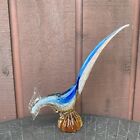Vintage Murano Glass Blown Rooster Pheasant Tail Aventurine Large