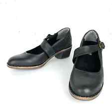 Halsa Footwear Mia Mary Jane Pumps Leather Black Round Toe Buckle Strap Size 7
