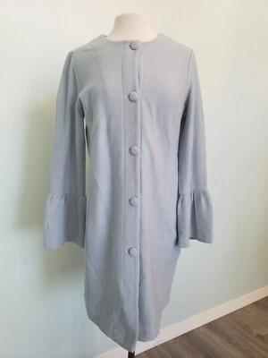 Abrigo Largo Nanette Lepore Mujer M 100% Lana Lgt Azul Manga Campana Abotonado Artístico Foto 1 de 4