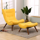 Chenille Upholstered Armchair Dove Egg Chair Lounger Recliner with Footstool Set