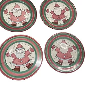 Set of 4 Christmas Santa Plates 11" Italian Pottery Deruta, Italy Excellent Cond - Picture 1 of 9
