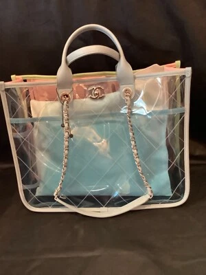 Bolso de Mano Chanel S/S18 *Coco Splash PVC* Vinilo Acolchado 2 Vías Transparente ¡LIMITADO! Foto 1 de 4