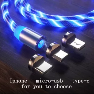 Charger USB Magnetic Glow Fast Charging Micro USB Type C Led Fluid Light1M - Picture 1 of 12