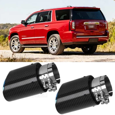 Pair 2.5" Inlet 3.5" Outlet Carbon Fiber Exhaust Tip Pipe For GMC Yukon XL - Image 1 of 4