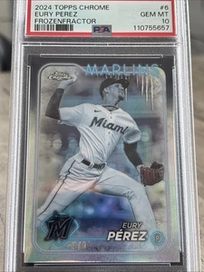 2024 Topps Chrome Eury Perez FROZENFRACTOR /5 -5/0 #6 PSA 10 GEM MINT - Picture 1 of 4