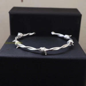 Barbed Wire Bracelet 925 Sterling Silver Adjustable Bangles Gifts All Size SH178 - Picture 1 of 6
