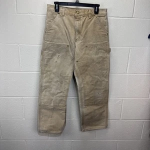 Pantalone Carhartt vintage doppio ginocchio marrone anni 90 invecchiato sbiadito 32 x 29 - Foto 1 di 15