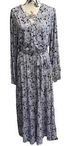 BODEN long paisley white blue dress size 16 18 R - Picture 1 of 14