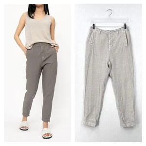 TRANSIT PAR SUCH Pantalon en Lin Pantalon Femme Petit Gris Clair Détendu Slim Slouch - Photo 1/17