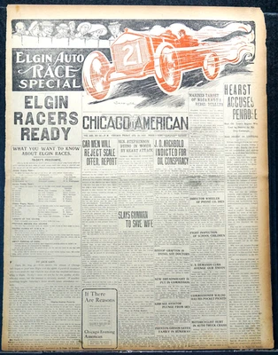 1912 Chicago Newspaper Цветная Первая Страница - Elgin Road Racers Are Ready - Изображение 1 из 3