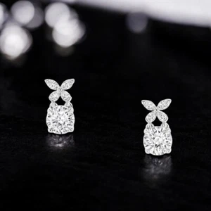 Diamond Earring Round And Marquise 1.80 Carat Lab Grown 950 Platinum - Picture 1 of 6