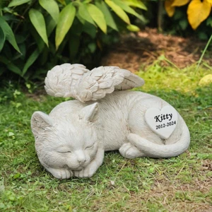 Statua Da Giardino Personalizzata Del Gatto Addormentato, Statua Commemorativa D - Foto 1 di 12