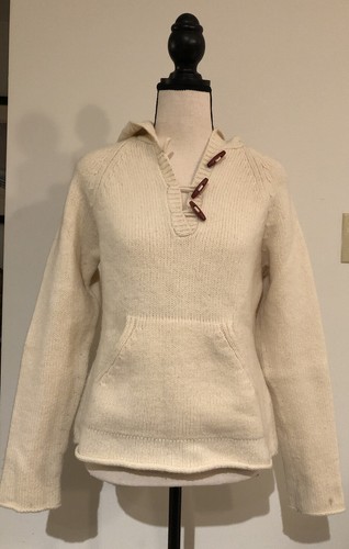 OFF WHITE Felpa con cappuccio Banana Republic donna bianco sporco crema taglia media 100% lana