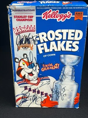 AUTOGRAPHED 1994 NHL Champions New York Rangers Frosted Flakes Cereal Box SIGNED - Image 1 of 4