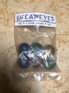 Vtg Marbles - Vitro Cat Eyes - 5 Star Brand - 10¢ - The Pride of Young America - Picture 1 of 7